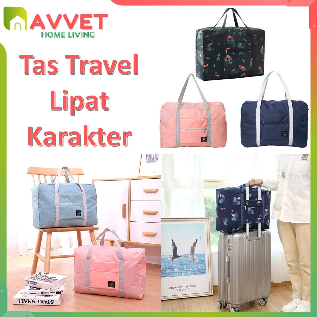 AVVET Tas Travel Lipat Motif Besar Foldable Travel Bag Hand Carry Waterproof Tas Koper Lipat Jinjing Polos Murah Import