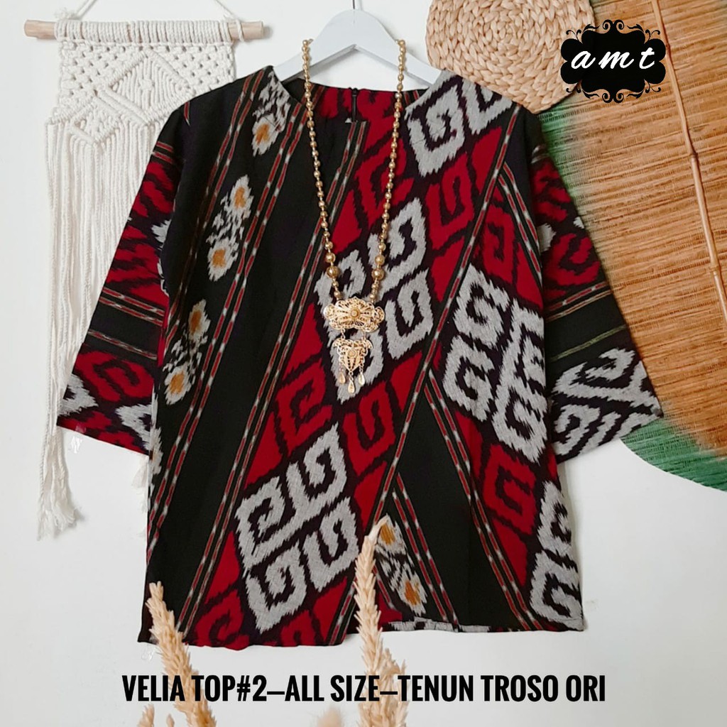 Velia Top/ Atasan Batik Tenun Troso Ori