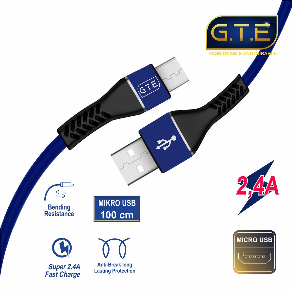 Kabel Data Mikro USB GTE Fast Charging 2.4A