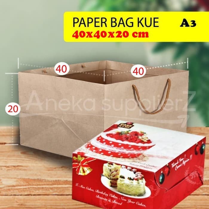 

Paper Bag Kue Cake Box | 40x40x20 cm |A3 ( 10pc )