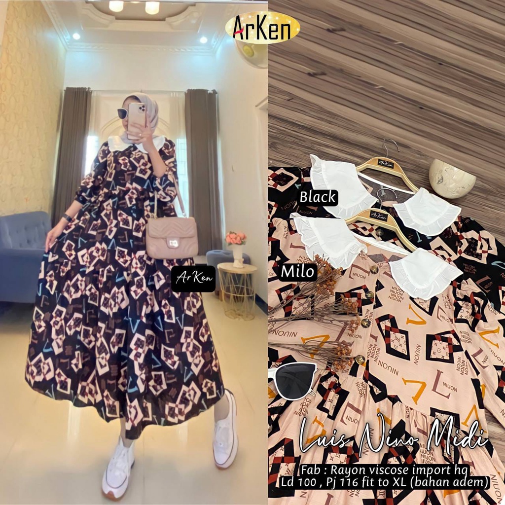 Luis Nino Midi Dress Arken Rayon Viscose Import