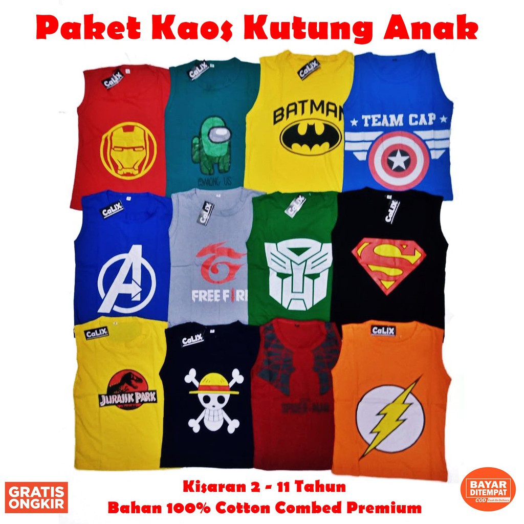 Paket Kaos Anak Kutung Random 3pcs Only 59rb