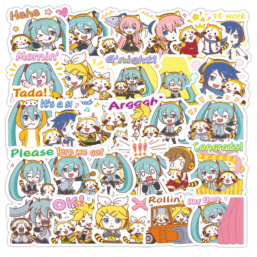 Hatsune Miku Coati Jurnal stiker hari Pria kartun stiker kecil vacuum Piala bagasi mini grafiti stik