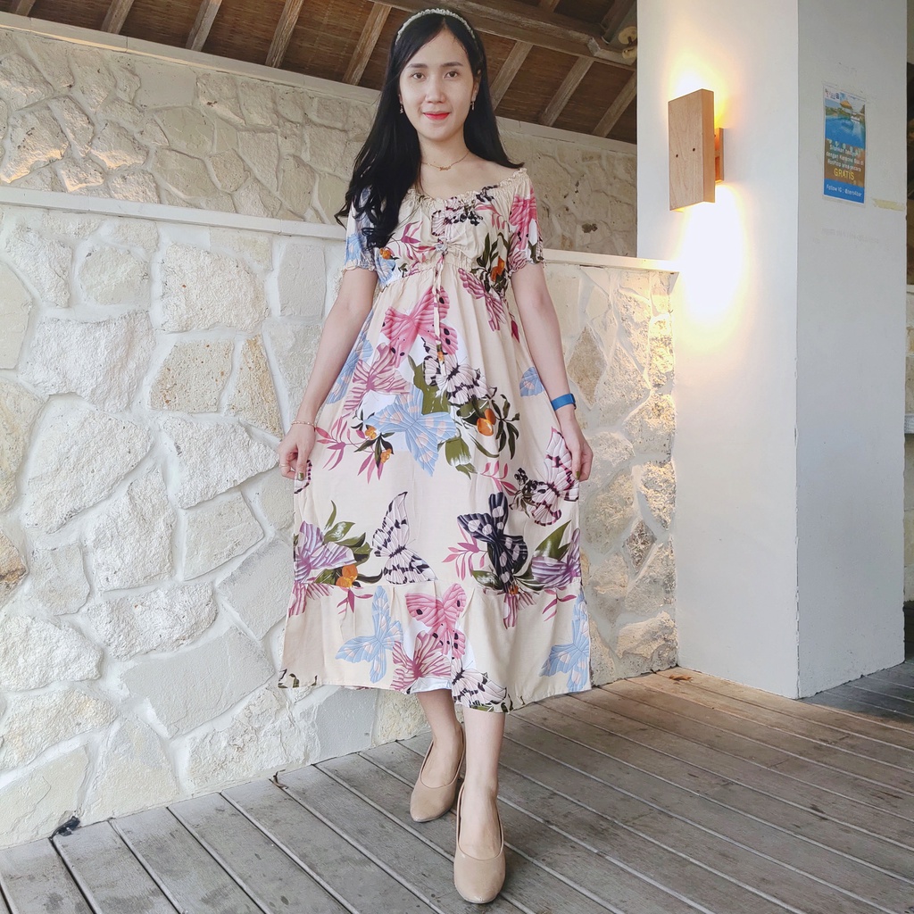 DASTER/DRES CASANDRA POLOS BALI-KUPU CREAM