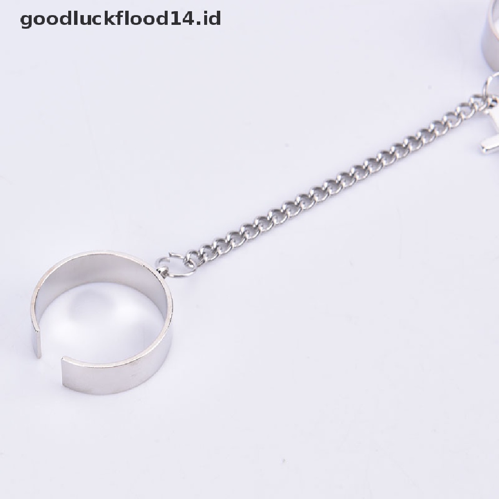 [OOID] Hip Hop Stainless Steel Men Two Piece Ring The Cross Chain Ring Titanium Steel ID