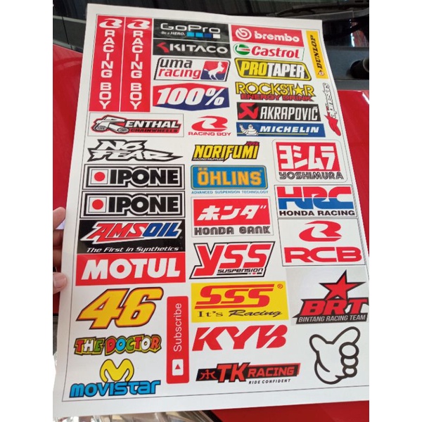 Stiker Pack Sponsor Racing Rcb Sss Brt Kyb Honda Gank