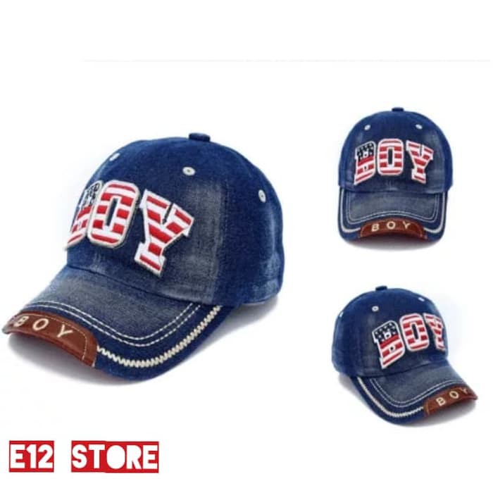 topi anak baseball boy bahan jeans denim import untuk laki laki