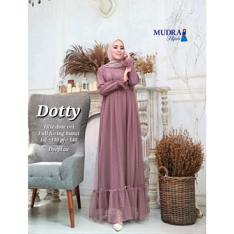 TERMURAH DOTTY DRESS BY MUDRA HIJAB/DRESS TILE/DRESS BROKLAT/DRESS BUSUI/GAMIS FULL FURING