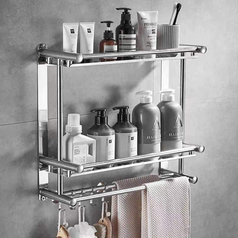 RAK DINDING KAMAR MANDI STAINLESS STEEL 2 TINGKAT RAK HANDUK PERLENGKAPAN MANDI MINIMALIS ROSE RACK