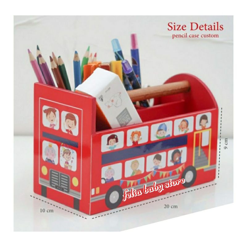 

Pencil Case Bus Kotak Pensil Kayu Pen Stand Organizer Box