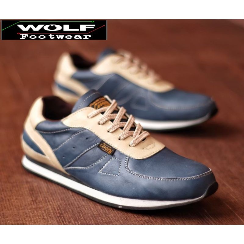 WOLF x CEVANY - 100% KULIT ASLI SNEAKERS PRIA KASUAL SPORTY CEVANY JELLAL PUTIH