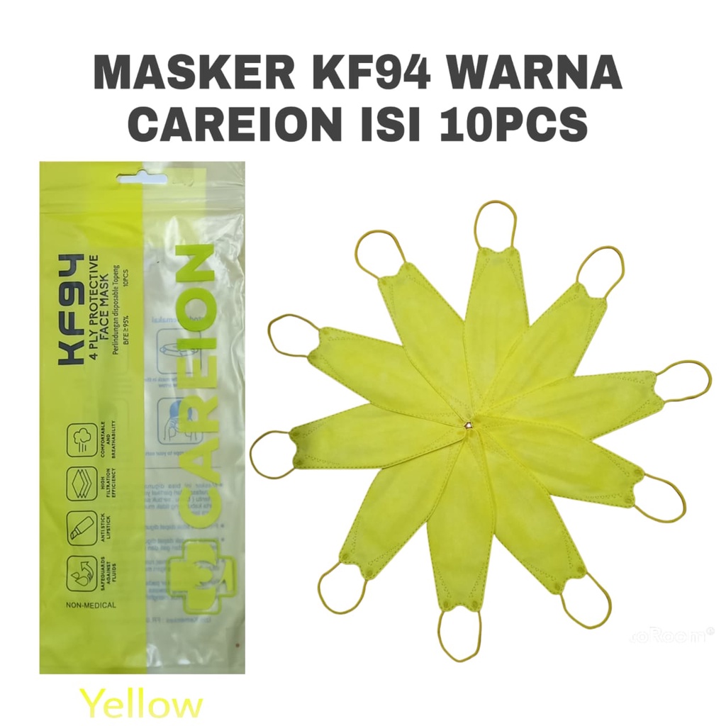 Masker KF 94 CAREION ISI 10PC Masker KF94 Masker 4D Masker KF94 CAREION KOREA 4ply KF94 Warna isi 10