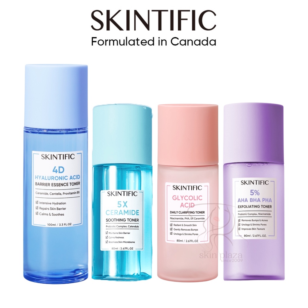 SKINTIFIC Toner Series 5X Ceramide Skin Barrier Soothing | 4D Hyaluronic Acid | Aha Bha Pha Exfoliating | Glycolic Acid BPOM