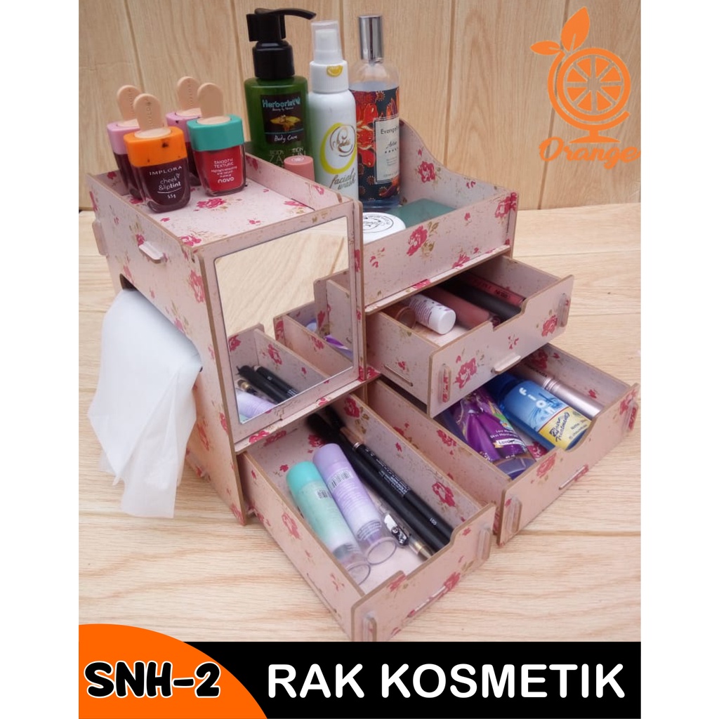 Rak Kosmetik Mini Bahan Kayu Tempat Kosmetik Storage Mini Rak Serbaguna WD