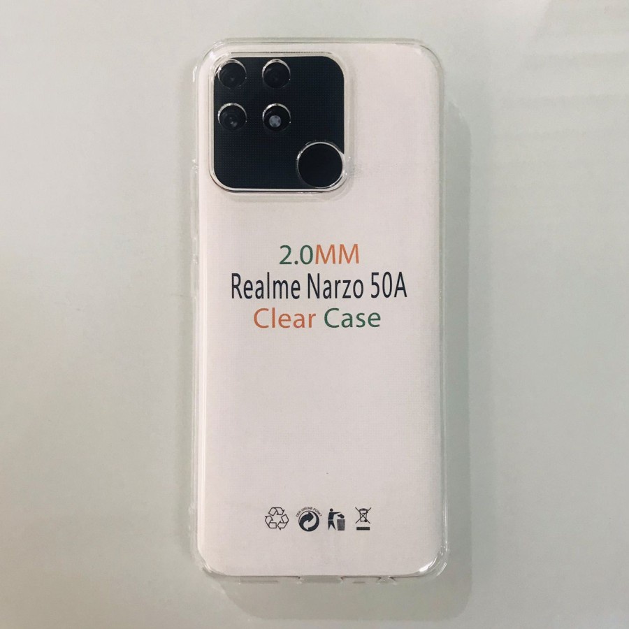 Case REALME Narzo 50A Casing Clear HD KETEBALAN 2MM BENING TRANSPARAN TPU Premium Softcase