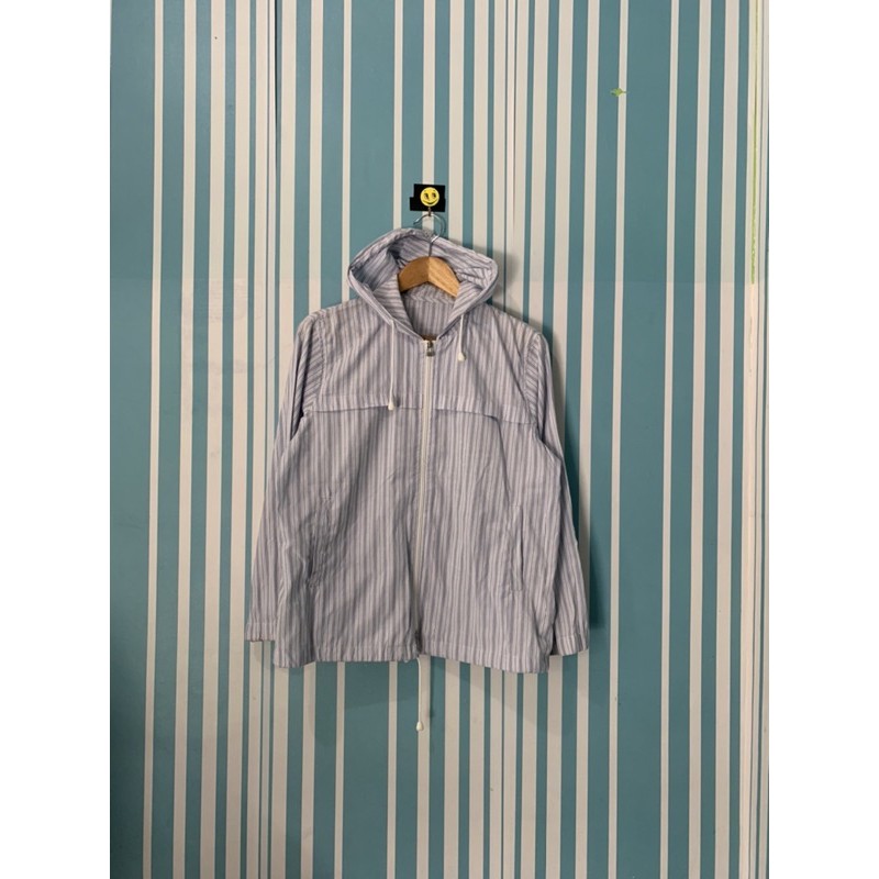 Eleganeo Belang putih biru Jaket Sepeda jaket olahraga Windbreaker jaket running Murah Thrift