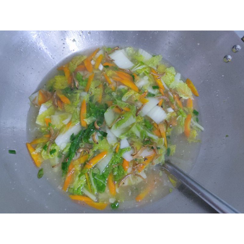 

sawi putih tumis ikan teri