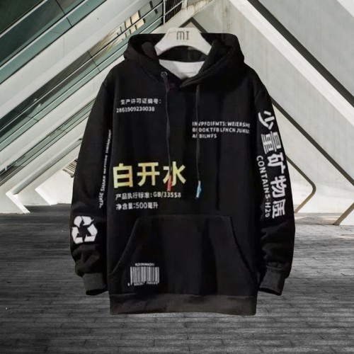 Hoodie pria ( tulisan jepang ) hitam / Sweater pria tebal tulisan jepang ( hitam ) terbaru