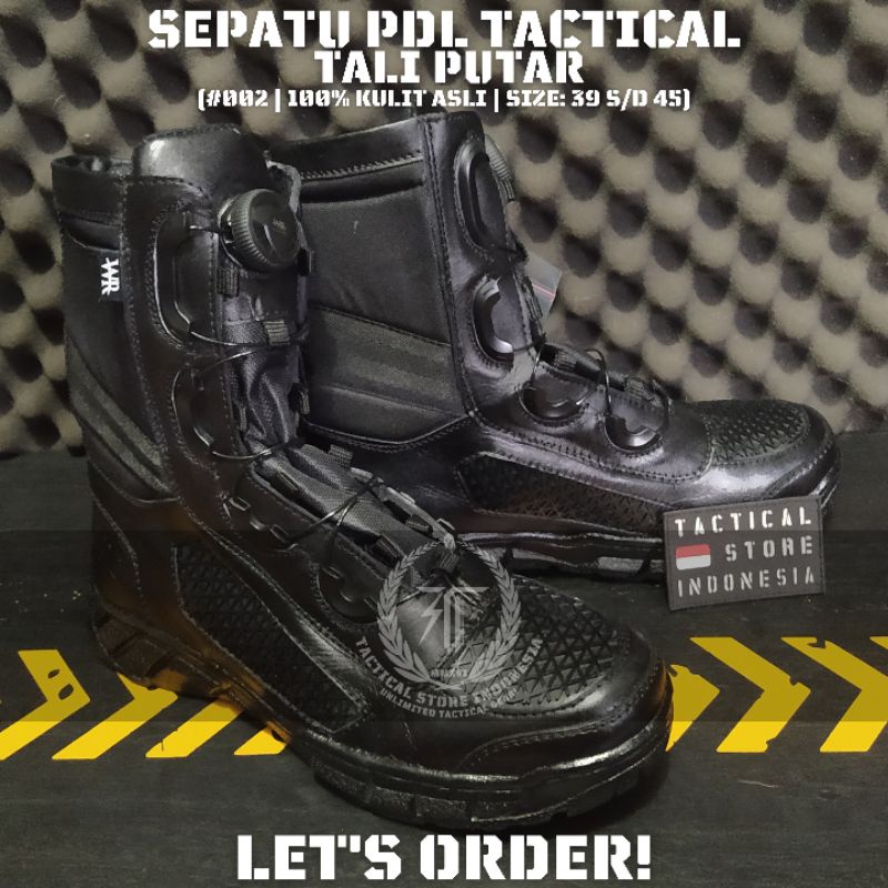 TERMURAH BERKUALITAS 100% KULIT ASLI Sepatu PDL Tali Putar - Sepatu PDL WR 02