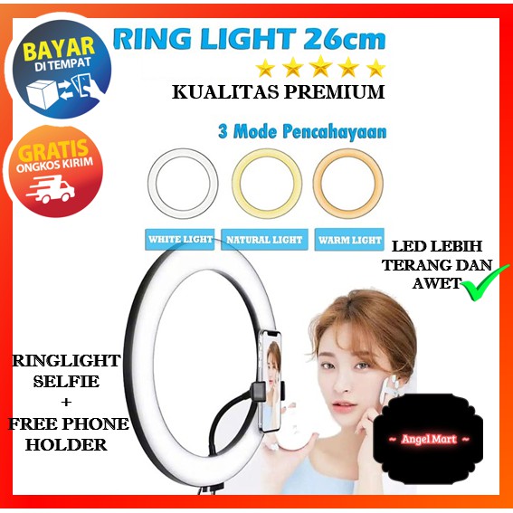 Ringlight Ring Light Lampu Selfie 26cm 26 cm Besar LED Holder Jumbo (Paket ring light)