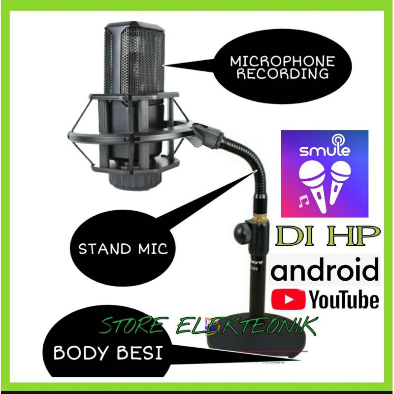 Paket TaffSTUDIO GMark Microphone Recording Plus Stand Mic Meja Body Besi