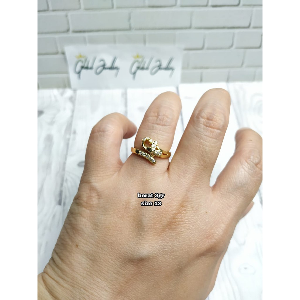 CINCIN KUPU2 KOMBINASI MATA GOLD PERAK ASLI S925 GLOBAL JEWELLERY CJ075