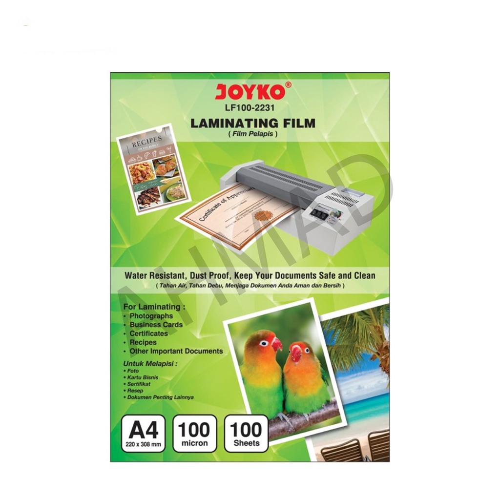 

Joyko Film Pelapis A4 / Laminating Film LF100 - 2231 [ PACK ]