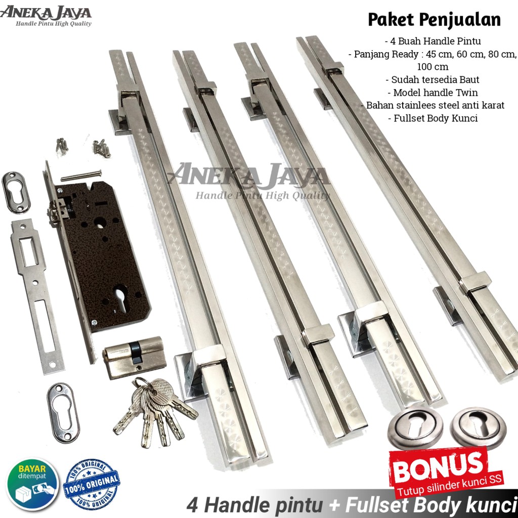 Paket gagang pintu rumah kunci  panjang 45 cm 60 cm 80 cm 100 cm Gagang pintu rumah minimalis murah