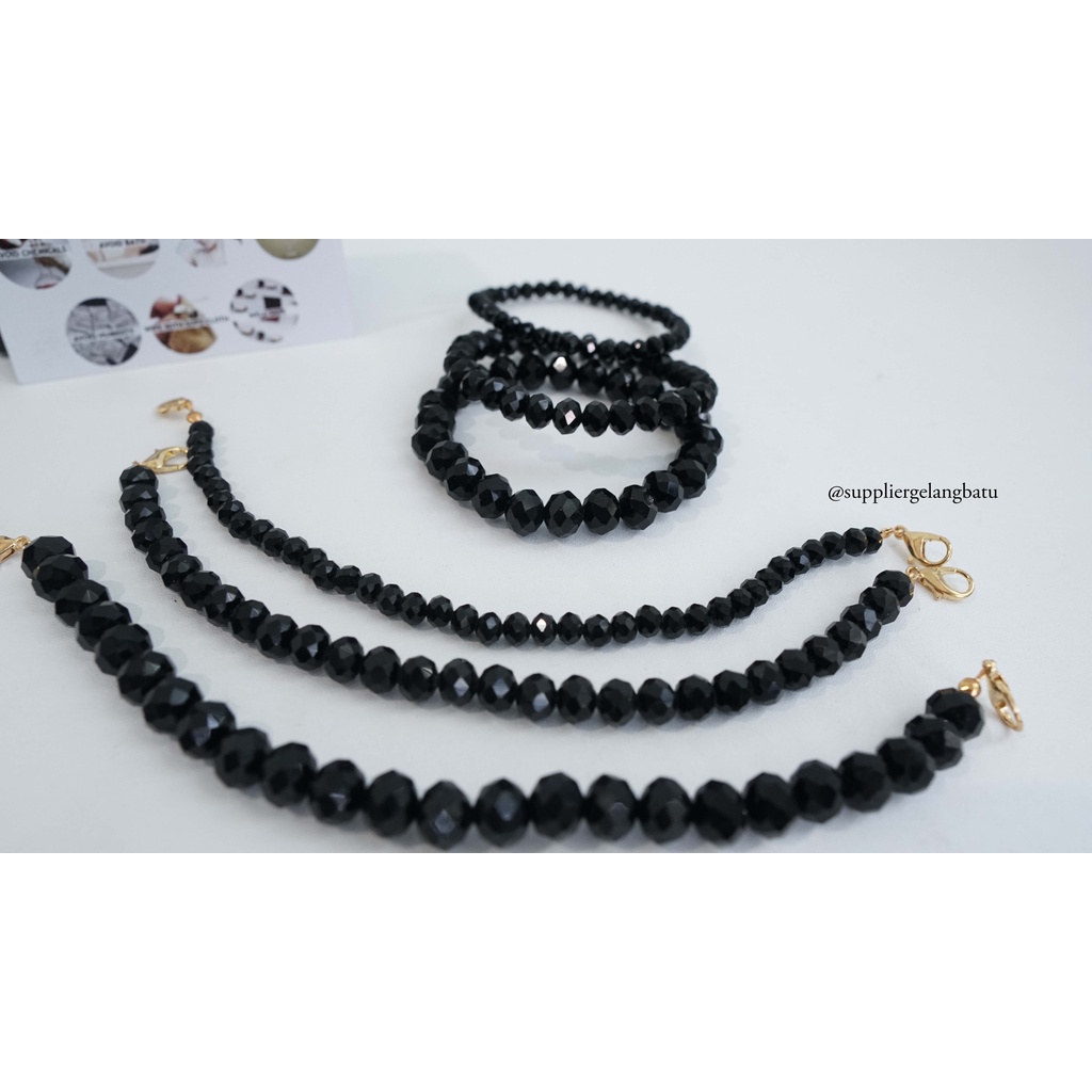 KONEKTOR masker hijab dan gelang KRISTAL CEKO BLACK ONYX strap mask