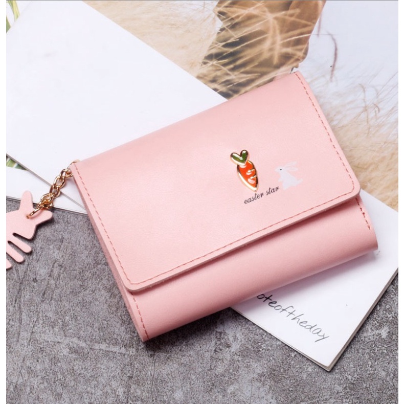 FINOM WORTEL - Dompet Mini Lipat Wanita Motif Polos Trendi