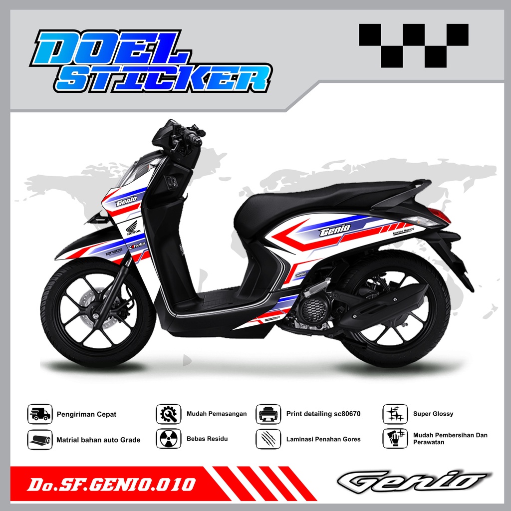 Sticker Striping Variasi Genio List Variasi Hologram , Crome Doel 010