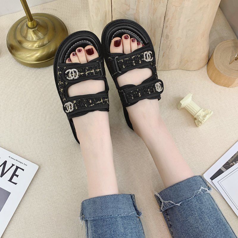 FLORIDA -Sandal Wanita Import Slop Strap 2 Premium Tebal Tinggi 3 Cm CHNL 238 /  Sandal Jelly Wedges Wanita Import Balance 238-1