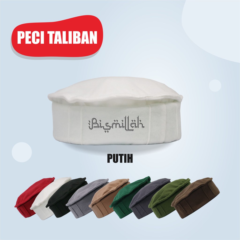 Peci Pakol Taliban Dewasa Kaligrafi Bismillah Topi Muslim Rosalhat Kopiah Afganistan Kalimat Basmala