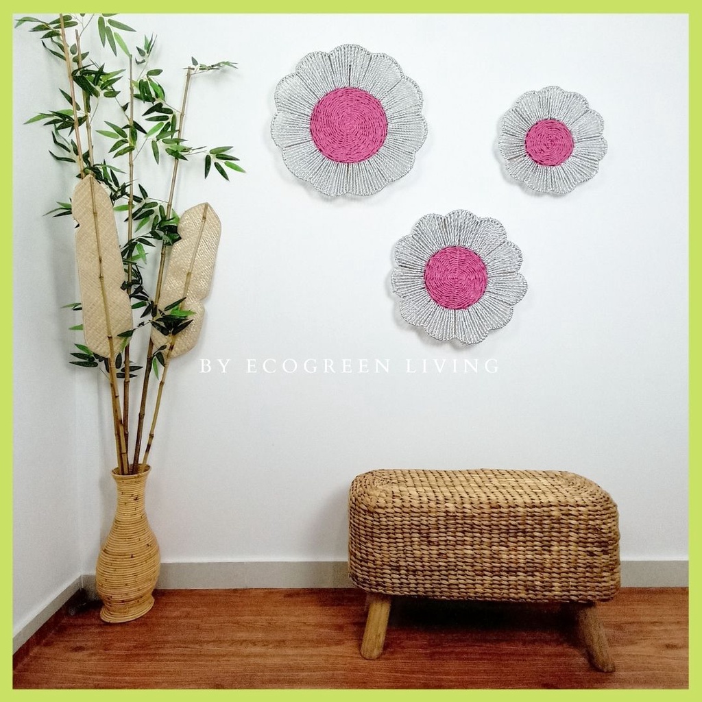 HIASAN DINDING / WALL DECOR SEAGRASS BENTUK BUNGA