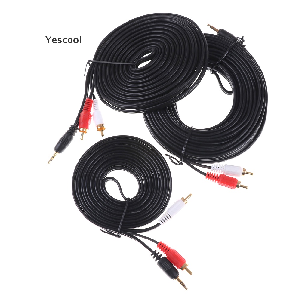 Yescool Kabel Audio AUX 3.5MM Male Ke AV 2 RCA Male Stereo Panjang 3M 5M 10M