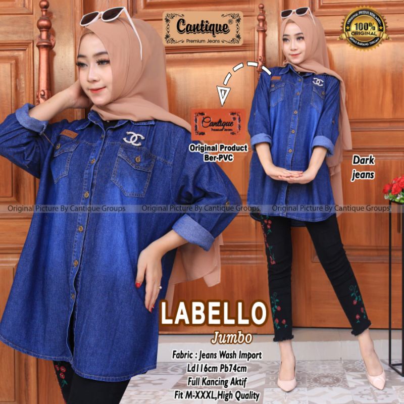 Labello jumbo tunik jeans wanita by cantique