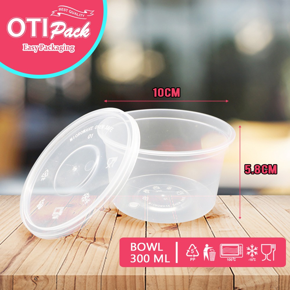 Thinwall Mangkuk 300ml  Food  Container Bowl Tempat Makanan Plastik