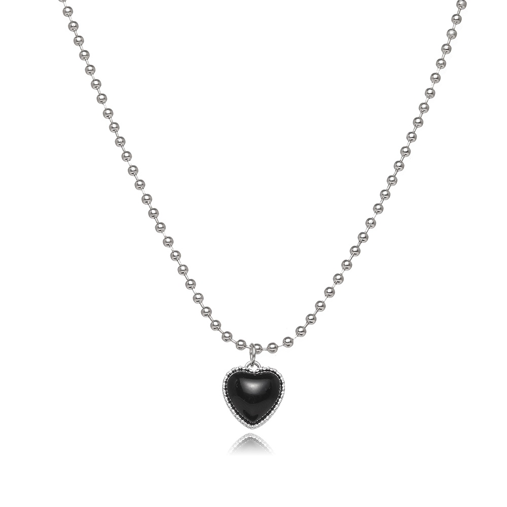 Korean Simple Black Heart Necklace Cool Girl Chain Women Jewelry Accessories