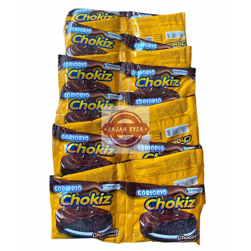 

siantartop goriorio chokiz (1pack isi 2renteng) / goriorio chocolate sandwich biscuit / chokiz bersalut coklat