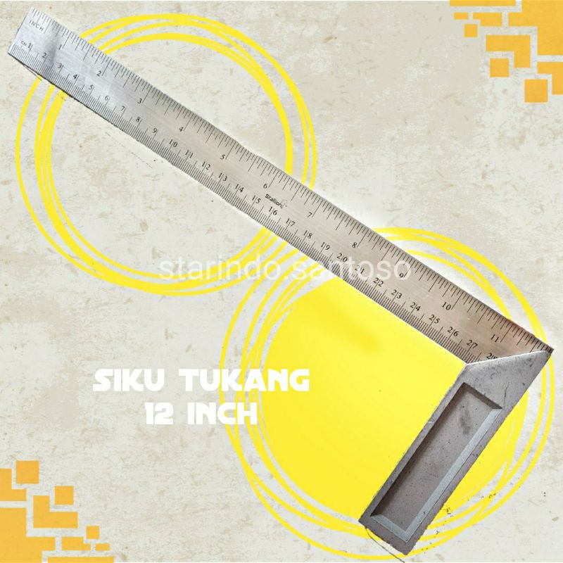 Penggaris siku tukang grafir jumbo 12 inci 30cm garis sudut stainless ukur