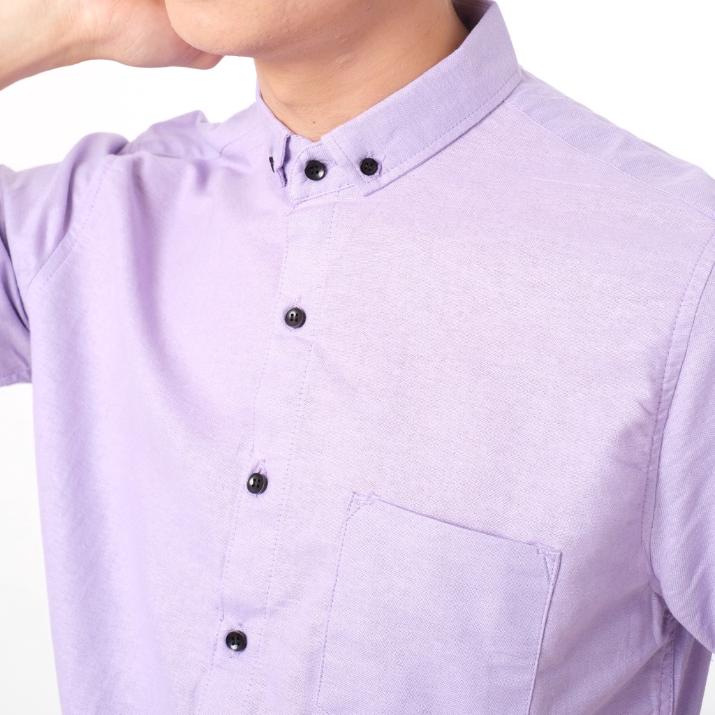 SANVANINA Kemeja Polos Katun Kerja Kantor Formal Lengan Pendek Pria | Short Basic Lilac E-1507H