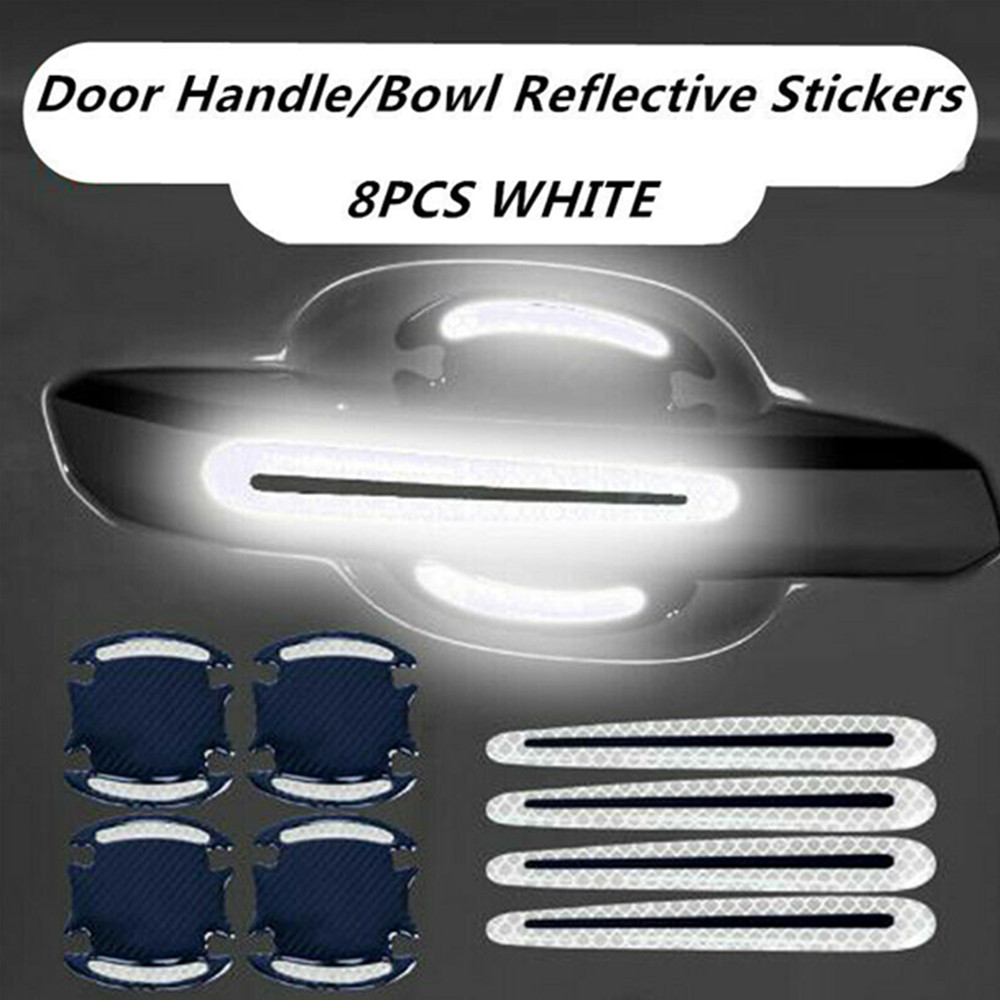 【COD Tangding】8PCS/SET Car Door Handle Bowl Protective Film Reflective Sticker Strips Anti-Scratch