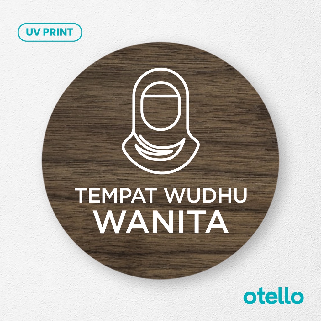 Signage Tempat Wudhu Wanita Sign Board Kayu Wooden Papan Mushola Label Nama Ruangan Tag Sticker Dinding