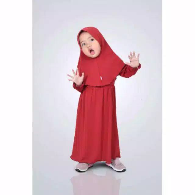 Gamis murah anak + jilbab kerudung hijab jersey pusat grosir gamis