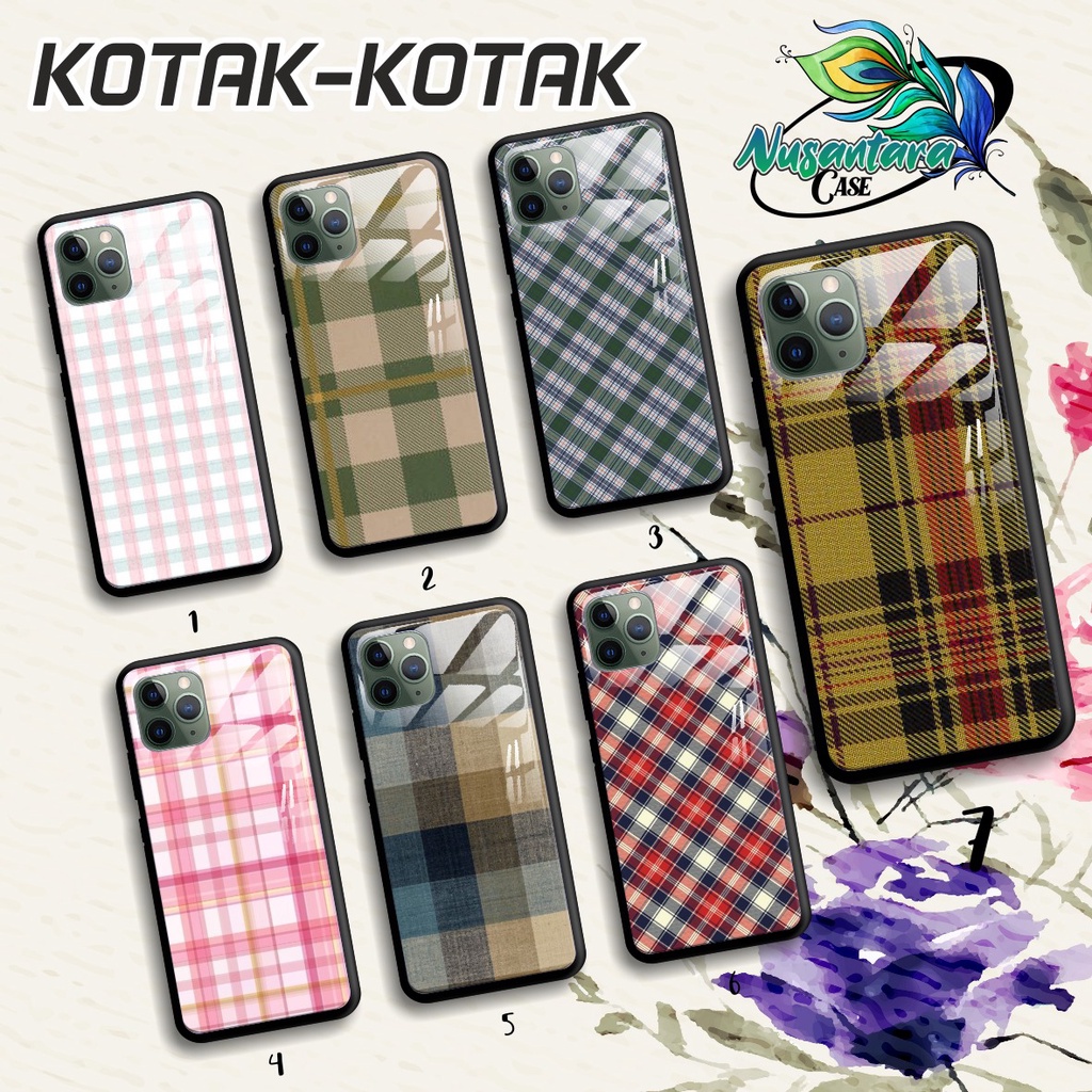 SOFTCASE BACK CASE GLASS KACA KOTAK-KOTAK IPHONE 5 6 6S 6+ 6S+ 7 7S 7+ 8 8+ X XS XR 11 12 NC7142