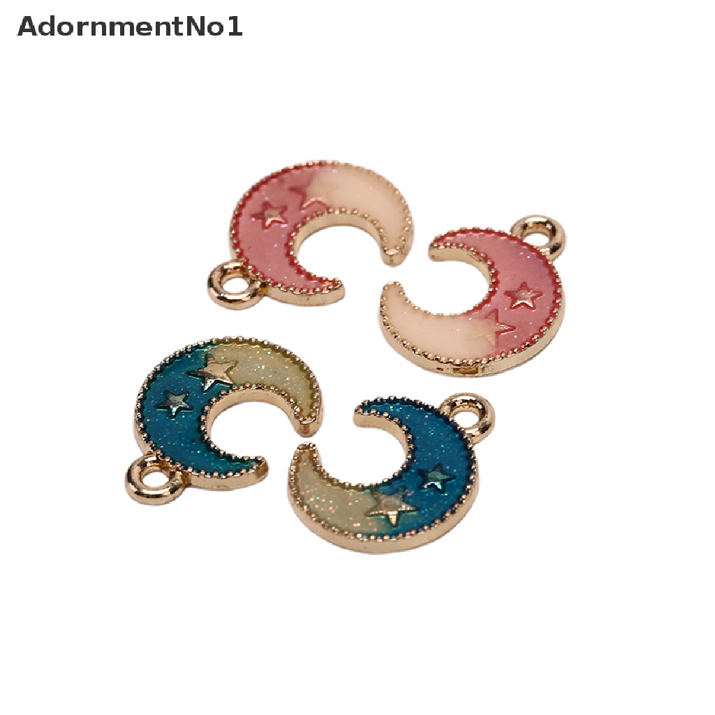 (AdornmentNo1) 10pcs / Set Liontin Enamel Bentuk Bulan / Bintang Untuk Kerajinan Tangan DIY