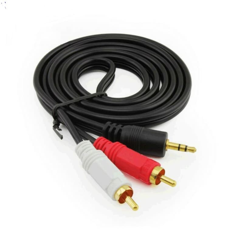 Kabel Aux Jack Audio 3.5mm To 2 RCA Male 2 in 1 Panjang 1.5M