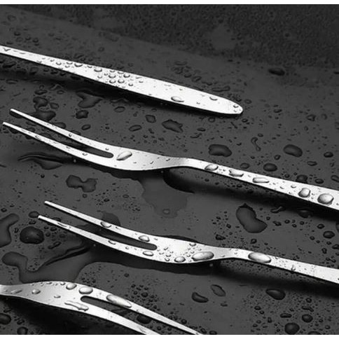 Stainless Steel Fruit Fork - Garpu Mini Dwisula Untuk Buah