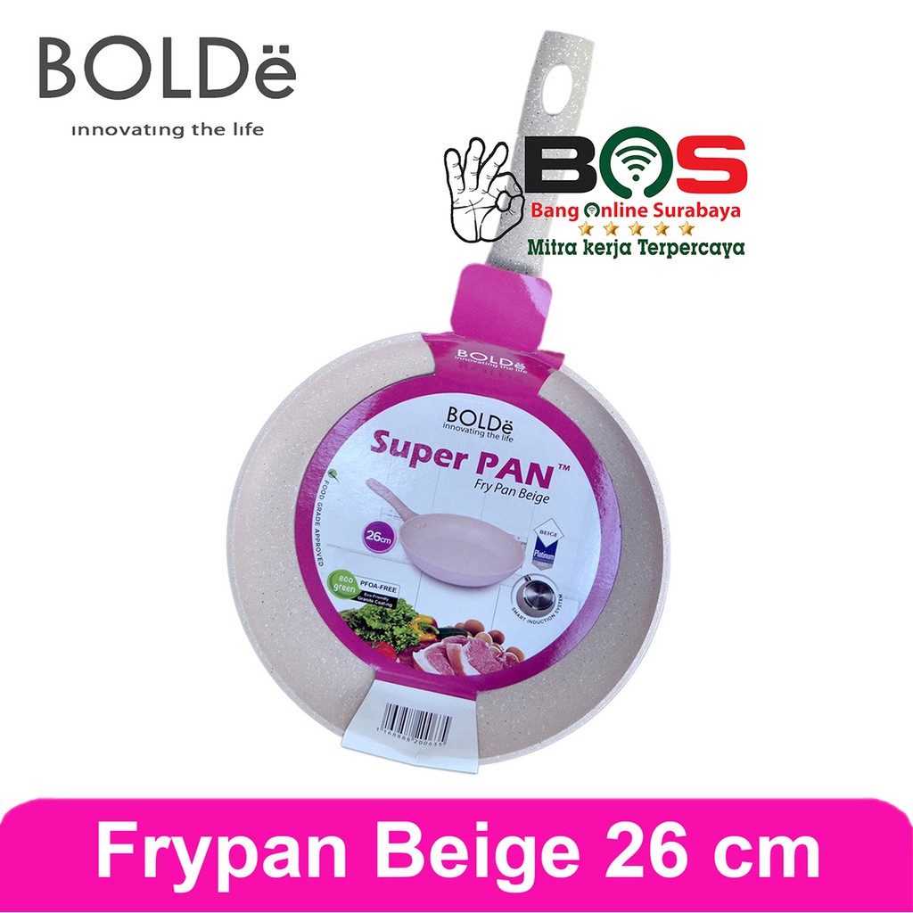 Bolde Super Frypan Diameter 26 CM Beige Wajan Fry Pan Anti Lengket Granit