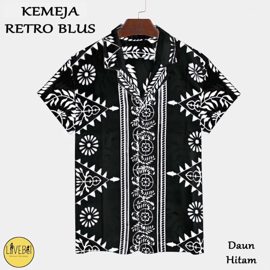 LVB Kemeja RETRO CORAK/Baju Santai/Atasan Wanita Pria/BLUS Motif Batik Bunga Daun/22443 22445 22447